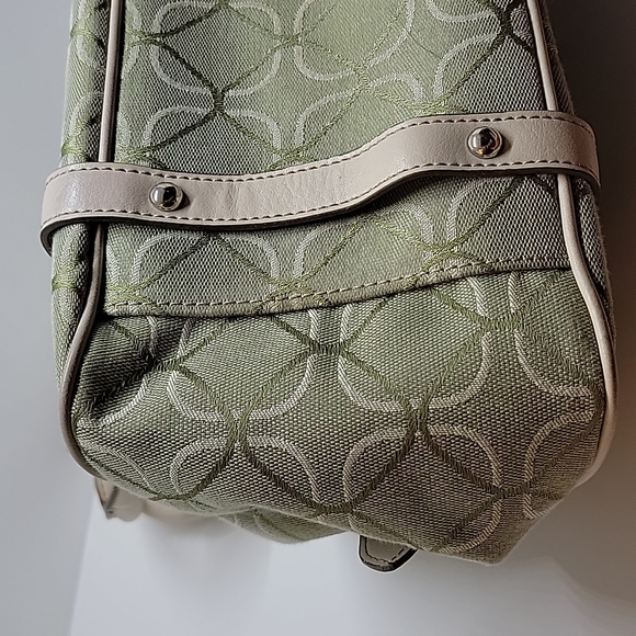 Nine West Green Print Fabric Handbag Satchel Purse - Picture 4 of 11